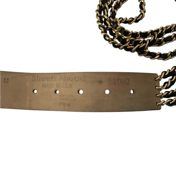 Vintage Streets Ahead Black and Gold Chain Belt made in USA